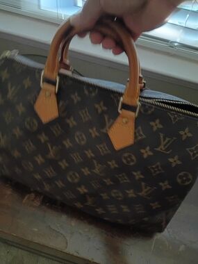 Louis Vuitton Monogram Duffel Bag with Tan Handles